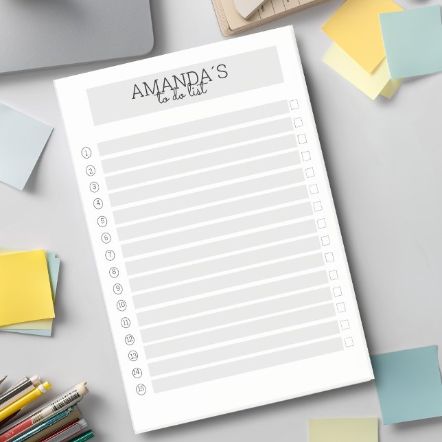 Bloco De Notas Personalisierbare Modern Grau Weiß Post-it Klebeze (Modern Custom Gray White Post-it Notes)