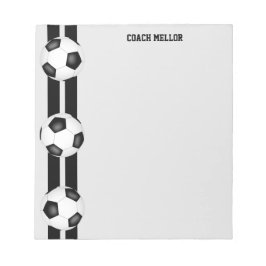 Bloco De Notas personalização do treinador de futebol branco pret