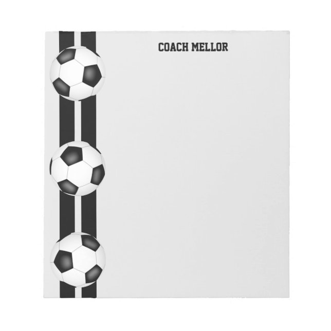 Bloco De Notas personalização do treinador de futebol branco pret (Frente)