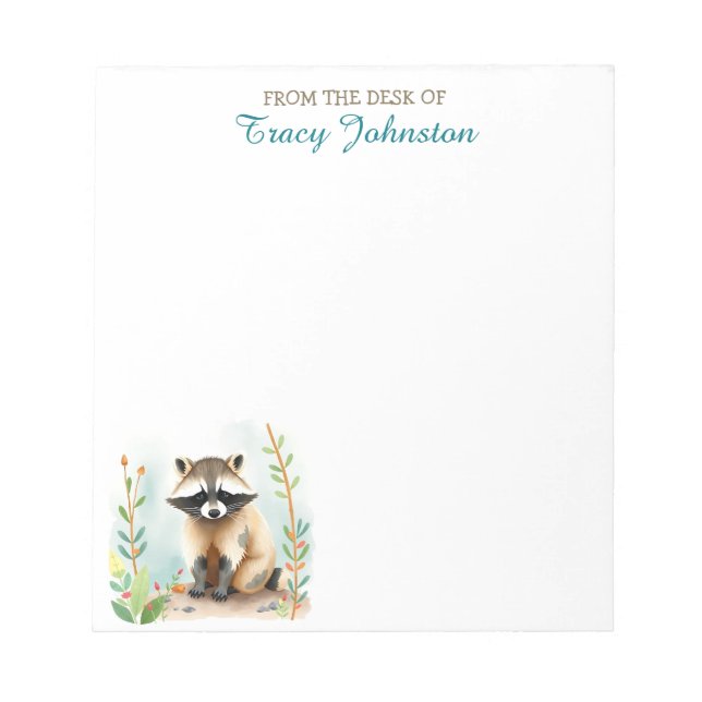 Bloco De Notas Personalizado a partir da secretária de | Raccoon (Frente)