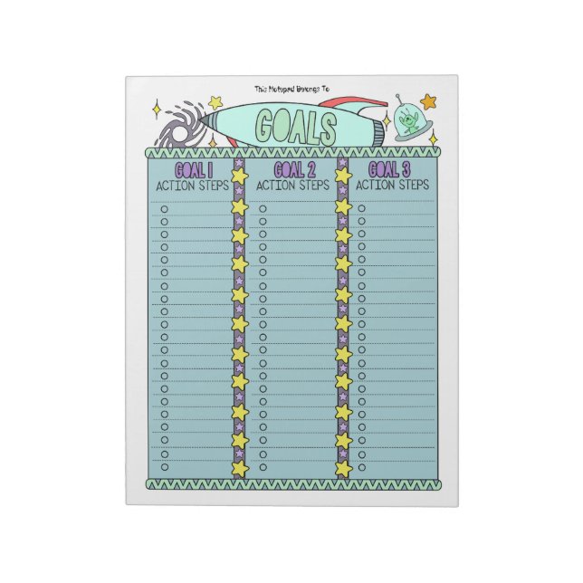 Bloco de Notas Personalizado Aliens Goal Planner (Invertido)