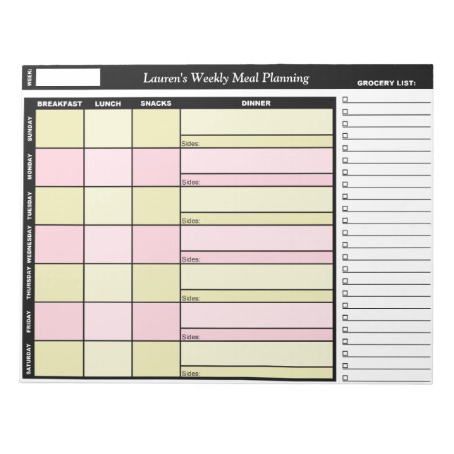 Bloco de Notas Personalizado Amarelo e Rosa para P (Frente)