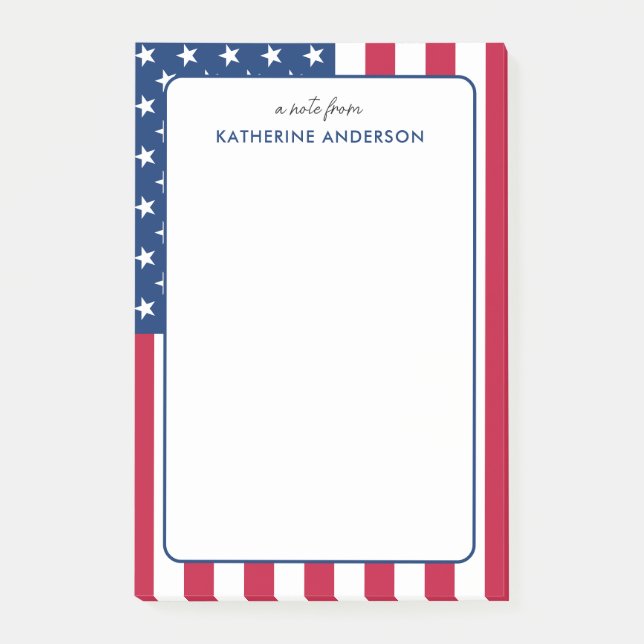 Bloco De Notas Personalizado americano Flag EUA (Frente)