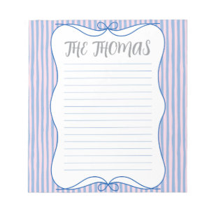Bloco de Notas Personalizado Azul Rosa Branco Fofo