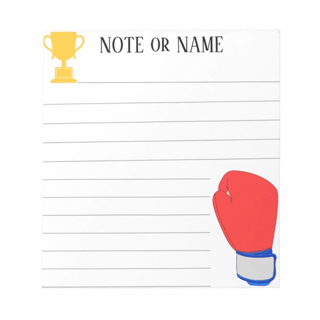 Bloco de Notas Personalizado Boxe Campeão (Frente)