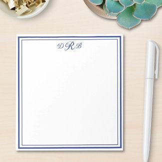 Bloco De Notas Personalizado Clássico Elegante Monograma Inicial