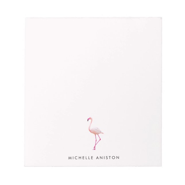 Bloco De Notas Personalizado com Flamingo Branco Elegante (Frente)