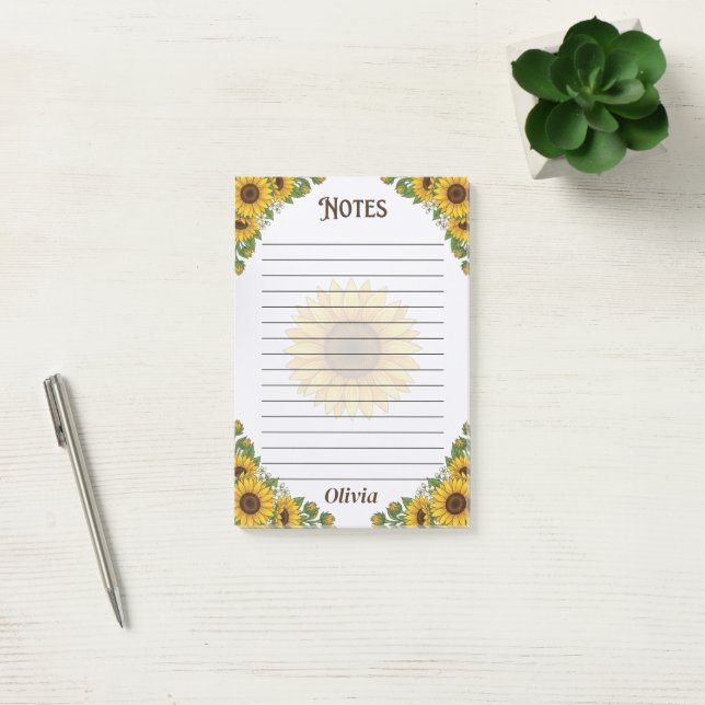 Bloco de Notas Personalizado com Girassóis (Escritótio)