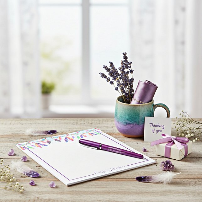 Bloco de notas personalizado com penas boho (Criador carregado)