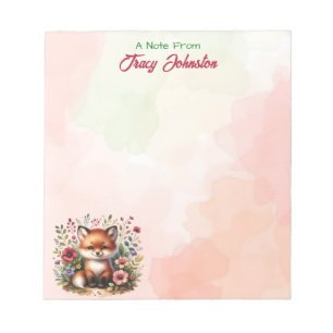 Bloco De Notas Personalizado da Mesa da Fox Watercolor