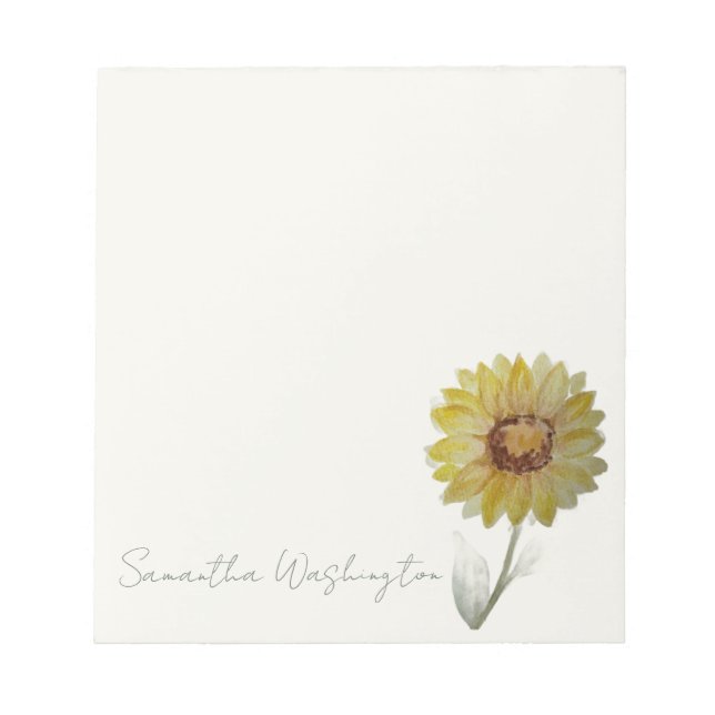 Bloco de Notas Personalizado de Aquarela de Girass (Frente)