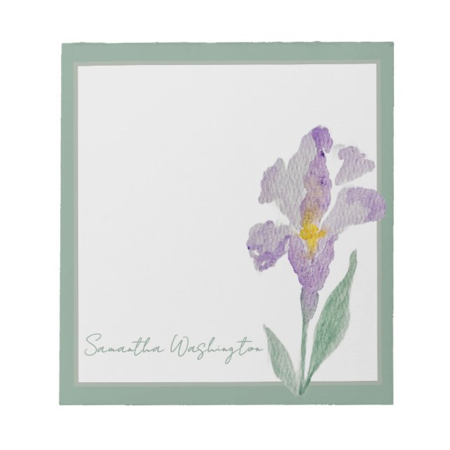 Bloco de Notas Personalizado de Aquarela Íris Roxa (Frente)