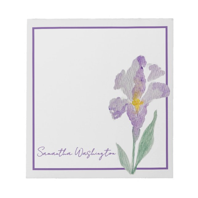 Bloco de Notas Personalizado de Aquarela Íris Roxa (Frente)