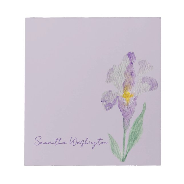 Bloco de Notas Personalizado de Aquarela Íris Roxa (Frente)
