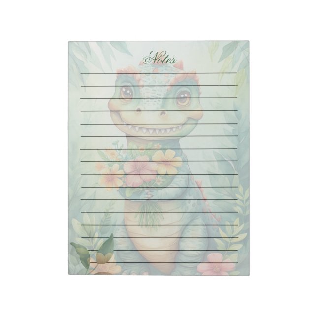 Bloco de Notas Personalizado de Dinossauro Fofo (Invertido)