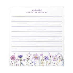 Bloco de Notas Personalizado de Flor Selvagem Roxo