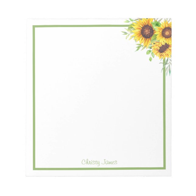 Bloco de Notas Personalizado de Girassol (Frente)