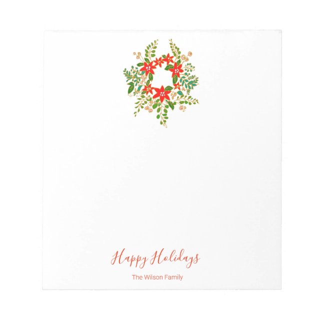 Bloco de Notas Personalizado de Grinalda de Natal (Frente)