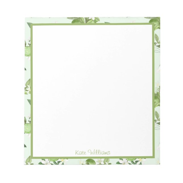 Bloco de Notas Personalizado de Limão e Floral (Frente)