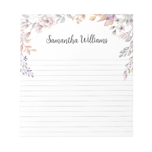 Bloco de notas personalizado de quadro floral boni (Frente)
