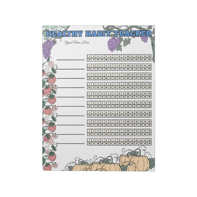 Bloco de Notas Personalizado de Rastreador de Hábi (Invertido)