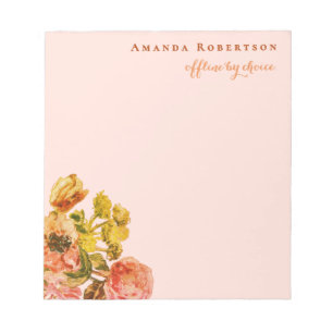 Bloco De Notas Personalizado Divertido Floral Aquarela Retro Insp