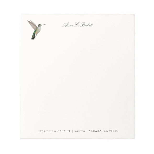 Bloco de notas personalizado do Beija-flor-de-Anna (Frente)