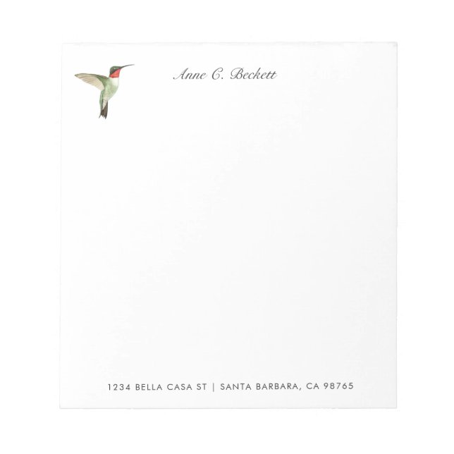 Bloco de notas personalizado do beija-flor-de-garg (Frente)