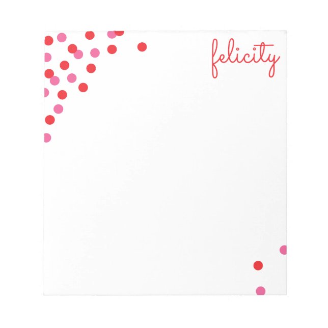 Bloco de Notas Personalizado do Nome de Confetti (Frente)