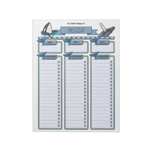 Bloco de Notas Personalizado do Planejador de Meta (Invertido)