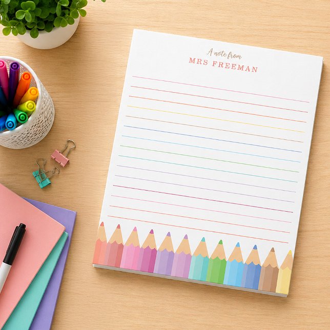 Bloco de Notas Personalizado do Professor Arco-íri (Personalized Teacher Pad - Great Gift Idea!)