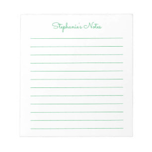 Bloco de notas personalizado, em linha verde, simp