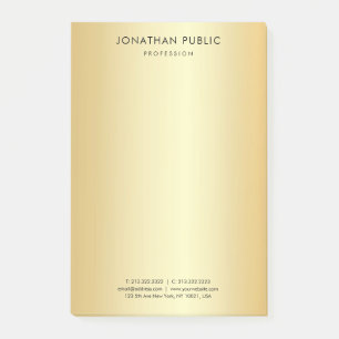 Bloco De Notas Personalizado Faux Dourado Elegante Simples Modelo
