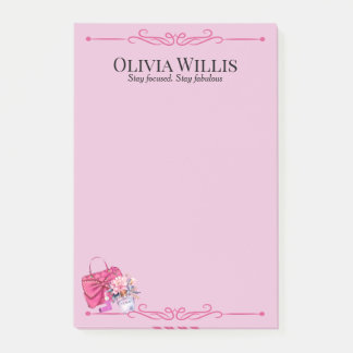 Bloco De Notas Personalizado "Fique Focado". Fique Fabuloso" Rosa