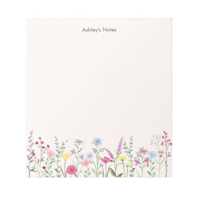Bloco de Notas Personalizado Flor Silvestre Pastel (Frente)