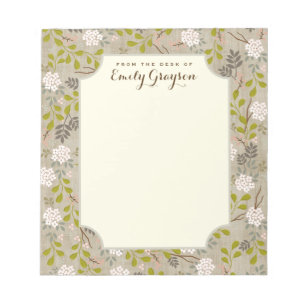 Bloco de notas personalizado floral da floresta