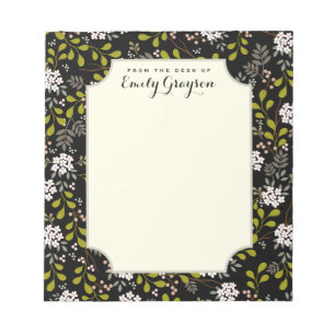 Bloco de notas personalizado floral da floresta