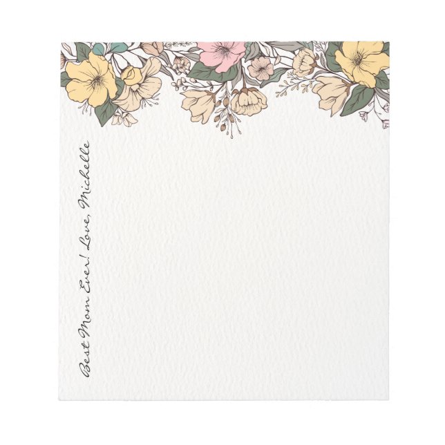 Bloco de Notas Personalizado Floral para o Dia das (Frente)