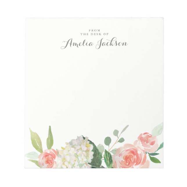 Bloco de Notas Personalizado Floral Rosa Papelaria (Frente)