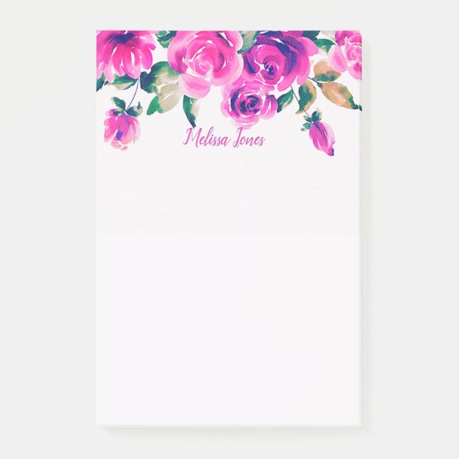bloco de notas personalizado floral rosa personali (Frente)