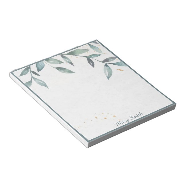 Bloco de notas personalizado folhas de aquarela (Inclinado)