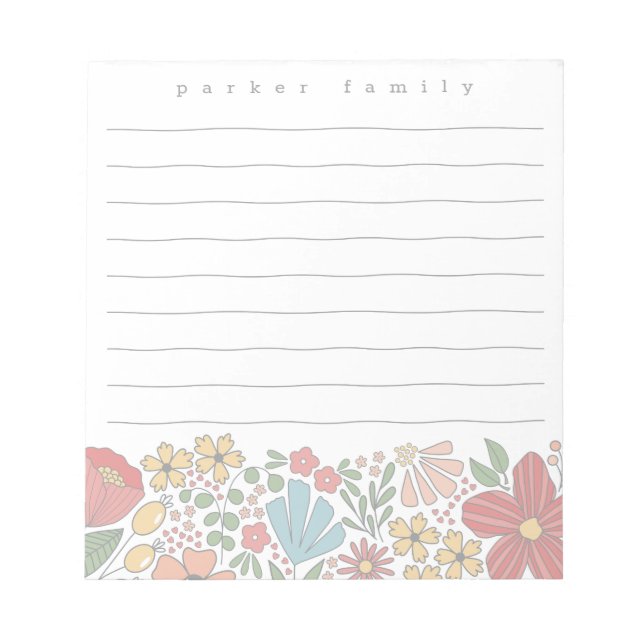bloco de notas personalizado folk floral (Frente)