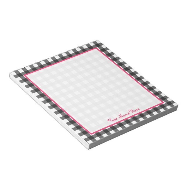 Bloco de Notas Personalizado Gingham da cinza (Inclinado)