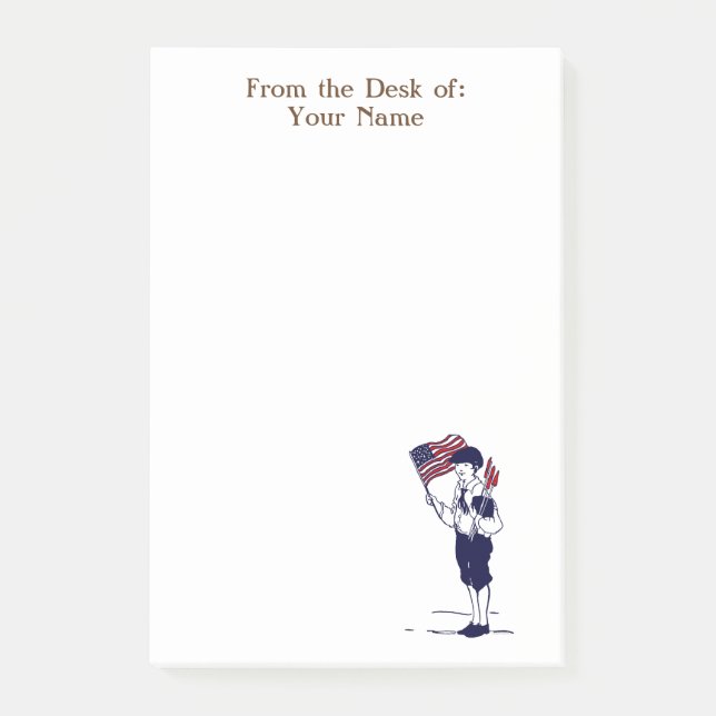 Bloco De Notas Personalizado Menino Patriótico com Fireworks Post (Frente)