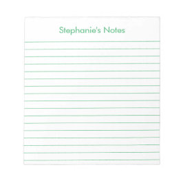 Bloco De Notas Personalizado Moderno Verde Linha