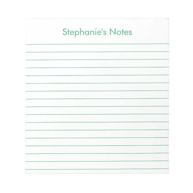 Bloco De Notas Personalizado Moderno Verde Linha (Frente)