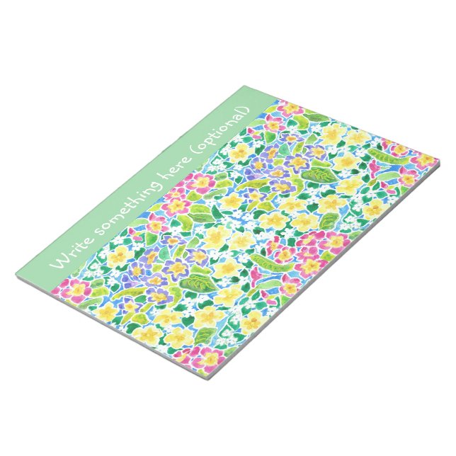 Bloco de notas personalizado ou Jotter, Primroses, (Inclinado)