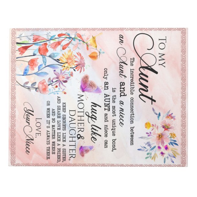 Bloco De Notas Personalizado Para Minha Tia Da sobrinha (Frente)