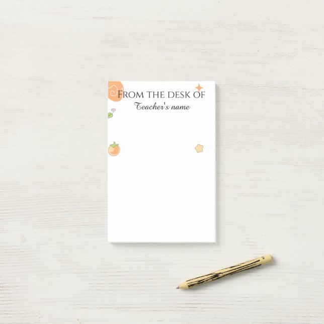 Bloco De Notas Personalizado para Professora Primária Cute Peach (Na mesa)