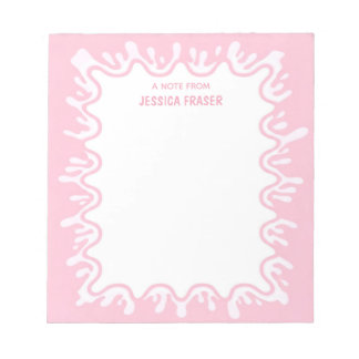 Bloco De Notas Personalizado Salpico de Milkshake de Morango Rosa